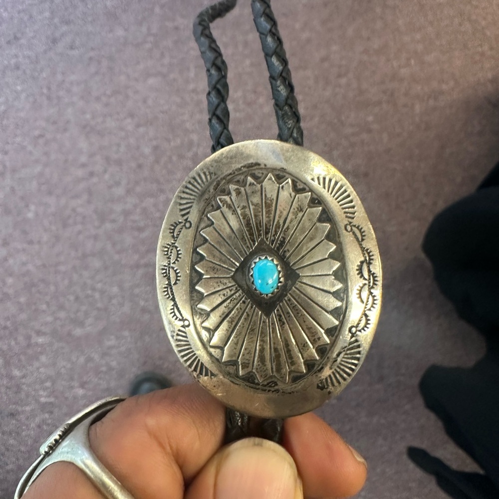 Navajo Silver and Turquoise Pendant Necklace